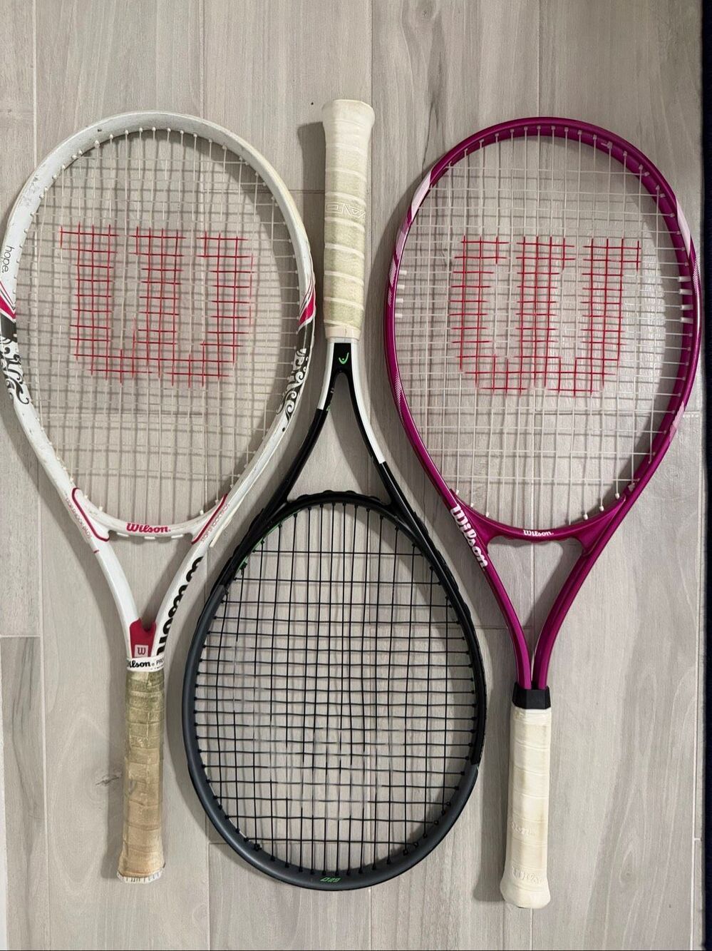 Set of 3 Tennis Rackets Wilson & Head